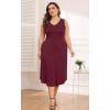 imagePOSESHE Womens Plus Size Dresses Sleeveless VNeck 2024 Summer Sundress Casual Wedding Guest Cocktail Dress with PocketsWine Red