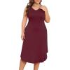 imagePOSESHE Womens Plus Size Dresses Sleeveless VNeck 2024 Summer Sundress Casual Wedding Guest Cocktail Dress with PocketsWine Red