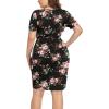 imagePOSESHE Womens Plus Size Short Sleeve Deep V Neck Bodycon Wrap Dress with Front SlitRose Black