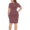 imagePOSESHE Womens Plus Size Short Sleeve Deep V Neck Bodycon Wrap Dress with Front SlitSpot Wine Red