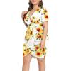 imagePOSESHE Womens Plus Size Short Sleeve Deep V Neck Bodycon Wrap Dress with Front SlitSunflower White