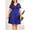 imagePOSESHE Womens Plus Size Summer Casual Short Sleeve V Neck Party Dress