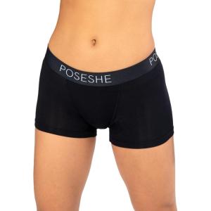 imagePOSESHE Womens Boxer Briefs 3quot Inseam Ultrasoft MicroModal AntiChafing NoRoll Boyshorts Underwear S5XLAll Black  3 Inseam