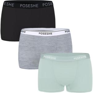 imagePOSESHE Womens Boxer Briefs 3quot Inseam Ultrasoft MicroModal AntiChafing NoRoll Boyshorts Underwear S5XLDark Blue Mixed Color  3 Inseam  3 Pack