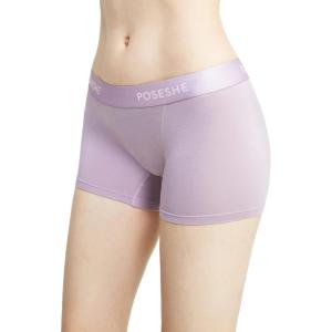 imagePOSESHE Womens Boxer Briefs 3quot Inseam Ultrasoft MicroModal AntiChafing NoRoll Boyshorts Underwear S5XLPurple  3 Inseam