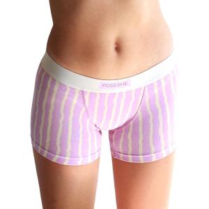 imagePOSESHE Womens Boxer Briefs 3quot Inseam Ultrasoft MicroModal AntiChafing NoRoll Boyshorts Underwear S5XLPurple Stripes  3 Inseam
