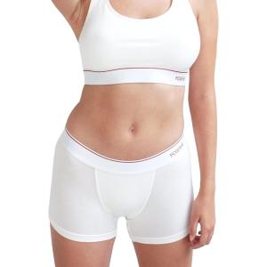 imagePOSESHE Womens Boxer Briefs 3quot Inseam Ultrasoft MicroModal AntiChafing NoRoll Boyshorts Underwear S5XLWhite  3 Inseam