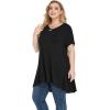 imagePOSESHE Plus Size Tops for Womens Summer Clothes Short Sleeve Shirts Casual V Neck Tunic Asymmetrical BlousesB01 Black