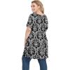 imagePOSESHE Plus Size Tops for Womens Summer Clothes Short Sleeve Shirts Casual V Neck Tunic Asymmetrical BlousesB06 Print Black