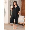 imagePOSESHE Womens Plus Size Pajama Sets Short Sleeve 2 Piece Summer Lounge Sleepwear Ladies Cute Pjs Sets with Pockets 202501black