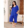imagePOSESHE Womens Plus Size Pajama Sets Short Sleeve 2 Piece Summer Lounge Sleepwear Ladies Cute Pjs Sets with Pockets 202503royal Blue