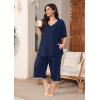 imagePOSESHE Womens Plus Size Pajama Sets Short Sleeve 2 Piece Summer Lounge Sleepwear Ladies Cute Pjs Sets with Pockets 202504navy Blue