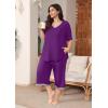imagePOSESHE Womens Plus Size Pajama Sets Short Sleeve 2 Piece Summer Lounge Sleepwear Ladies Cute Pjs Sets with Pockets 202506green