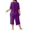 imagePOSESHE Womens Plus Size Pajama Sets Short Sleeve 2 Piece Summer Lounge Sleepwear Ladies Cute Pjs Sets with Pockets 202506green