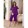 imagePOSESHE Womens Plus Size Pajama Sets Short Sleeve 2 Piece Summer Lounge Sleepwear Ladies Cute Pjs Sets with Pockets 202506green