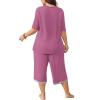 imagePOSESHE Womens Plus Size Pajama Sets Short Sleeve 2 Piece Summer Lounge Sleepwear Ladies Cute Pjs Sets with Pockets 202507purple Red