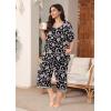 imagePOSESHE Womens Plus Size Pajama Sets Short Sleeve 2 Piece Summer Lounge Sleepwear Ladies Cute Pjs Sets with Pockets 202510black Pink Floral