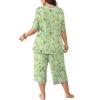 imagePOSESHE Womens Plus Size Pajama Sets Short Sleeve 2 Piece Summer Lounge Sleepwear Ladies Cute Pjs Sets with Pockets 202510green W Floral