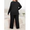 imagePOSESHE Womens Plus Size Pajama Sets Short Sleeve 2 Piece Summer Lounge Sleepwear Ladies Cute Pjs Sets with Pockets 2025Black