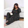 imagePOSESHE Womens Plus Size Pajama Sets Short Sleeve 2 Piece Summer Lounge Sleepwear Ladies Cute Pjs Sets with Pockets 2025Black D Floral