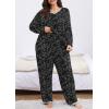 imagePOSESHE Womens Plus Size Pajama Sets Short Sleeve 2 Piece Summer Lounge Sleepwear Ladies Cute Pjs Sets with Pockets 2025Black D Floral