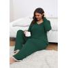 imagePOSESHE Womens Plus Size Pajama Sets Short Sleeve 2 Piece Summer Lounge Sleepwear Ladies Cute Pjs Sets with Pockets 2025Green