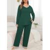 imagePOSESHE Womens Plus Size Pajama Sets Short Sleeve 2 Piece Summer Lounge Sleepwear Ladies Cute Pjs Sets with Pockets 2025Green