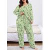 imagePOSESHE Womens Plus Size Pajama Sets Short Sleeve 2 Piece Summer Lounge Sleepwear Ladies Cute Pjs Sets with Pockets 2025Green W Floral
