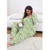 imagePOSESHE Womens Plus Size Pajama Sets Short Sleeve 2 Piece Summer Lounge Sleepwear Ladies Cute Pjs Sets with Pockets 2025Green W Floral