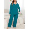 imagePOSESHE Womens Plus Size Pajama Sets Short Sleeve 2 Piece Summer Lounge Sleepwear Ladies Cute Pjs Sets with Pockets 2025Grey Blue