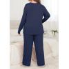 imagePOSESHE Womens Plus Size Pajama Sets Short Sleeve 2 Piece Summer Lounge Sleepwear Ladies Cute Pjs Sets with Pockets 2025Navy Blue