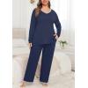 imagePOSESHE Womens Plus Size Pajama Sets Short Sleeve 2 Piece Summer Lounge Sleepwear Ladies Cute Pjs Sets with Pockets 2025Navy Blue