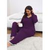 imagePOSESHE Womens Plus Size Pajama Sets Short Sleeve 2 Piece Summer Lounge Sleepwear Ladies Cute Pjs Sets with Pockets 2025Purple