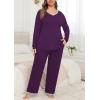 imagePOSESHE Womens Plus Size Pajama Sets Short Sleeve 2 Piece Summer Lounge Sleepwear Ladies Cute Pjs Sets with Pockets 2025Purple