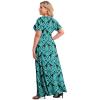 imagePOSESHE Womens Solid VNeck Short Sleeve Plus Size Evening Party Maxi DressBlue Green