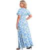 imagePOSESHE Womens Solid VNeck Short Sleeve Plus Size Evening Party Maxi DressJasmine Light Blue