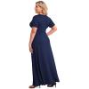 imagePOSESHE Womens Solid VNeck Short Sleeve Plus Size Evening Party Maxi DressNavy Blue