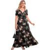 imagePOSESHE Womens Solid VNeck Short Sleeve Plus Size Evening Party Maxi DressRose Black