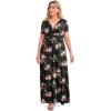 imagePOSESHE Womens Solid VNeck Short Sleeve Plus Size Evening Party Maxi DressRose Black