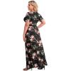 imagePOSESHE Womens Solid VNeck Short Sleeve Plus Size Evening Party Maxi DressRose Black
