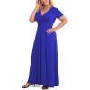 imagePOSESHE Womens Solid VNeck Short Sleeve Plus Size Evening Party Maxi DressRoyal Blue