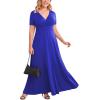imagePOSESHE Womens Solid VNeck Short Sleeve Plus Size Evening Party Maxi DressRoyal Blue