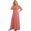 imagePOSESHE Womens Solid VNeck Short Sleeve Plus Size Evening Party Maxi DressSeaweed Pink