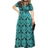 imagePOSESHE Womens Solid VNeck Short Sleeve Plus Size Evening Party Maxi DressBlue Green
