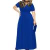 imagePOSESHE Womens Solid VNeck Short Sleeve Plus Size Evening Party Maxi DressRoyal Blue