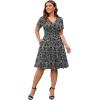 imagePOSESHE Womens Plus Size Dresses Summer Short Sleeve Wrap VNeck Sundress Casual Wedding Guest Cocktail Dress with PocketsBlack Star Floral