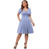imagePOSESHE Womens Plus Size Dresses Summer Short Sleeve Wrap VNeck Sundress Casual Wedding Guest Cocktail Dress with PocketsBlue Dot