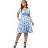 imagePOSESHE Womens Plus Size Dresses Summer Short Sleeve Wrap VNeck Sundress Casual Wedding Guest Cocktail Dress with PocketsBlue Floral