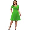 imagePOSESHE Womens Plus Size Dresses Summer Short Sleeve Wrap VNeck Sundress Casual Wedding Guest Cocktail Dress with PocketsBright Green