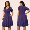 imagePOSESHE Womens Plus Size Dresses Summer Short Sleeve Wrap VNeck Sundress Casual Wedding Guest Cocktail Dress with PocketsBright Purple